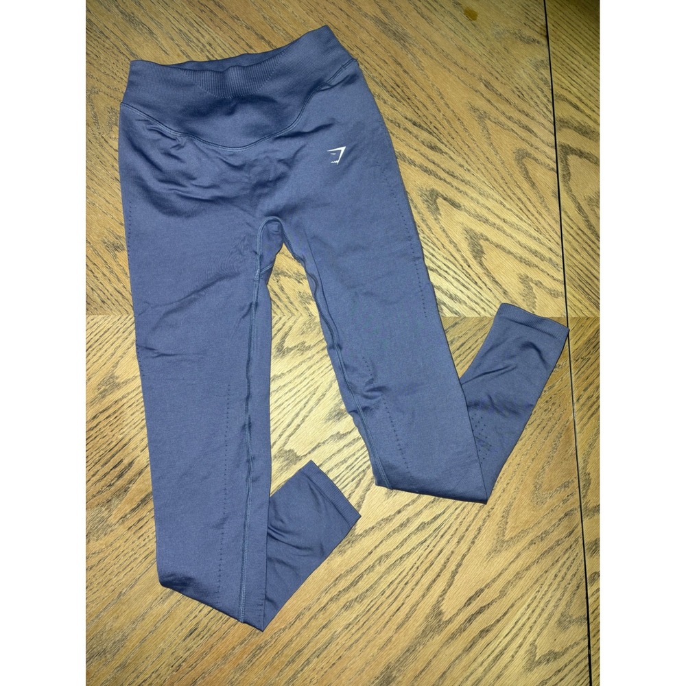 Gymshark Energy+ Seamless Leggings Blue High Waisted Eyelet Tights Womens Small